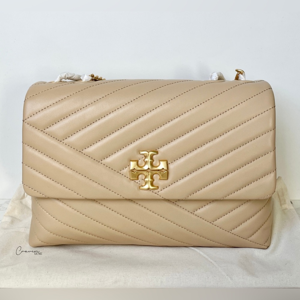 ❌SOLD❌ New Tory Burch Kira Leather Convertible Shoulder Bag Beige - Picture 3 of 10